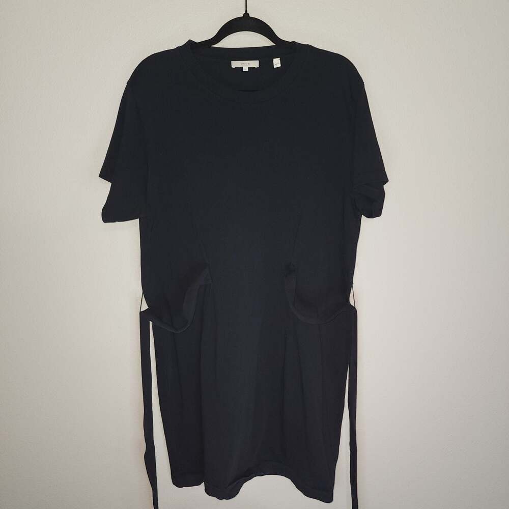 Vince. Black 100% Cotton Short Sleeve Tie-Waist T-Shirt Mini Dress XL - Picture 6 of 10